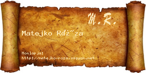 Matejko Róza névjegykártya